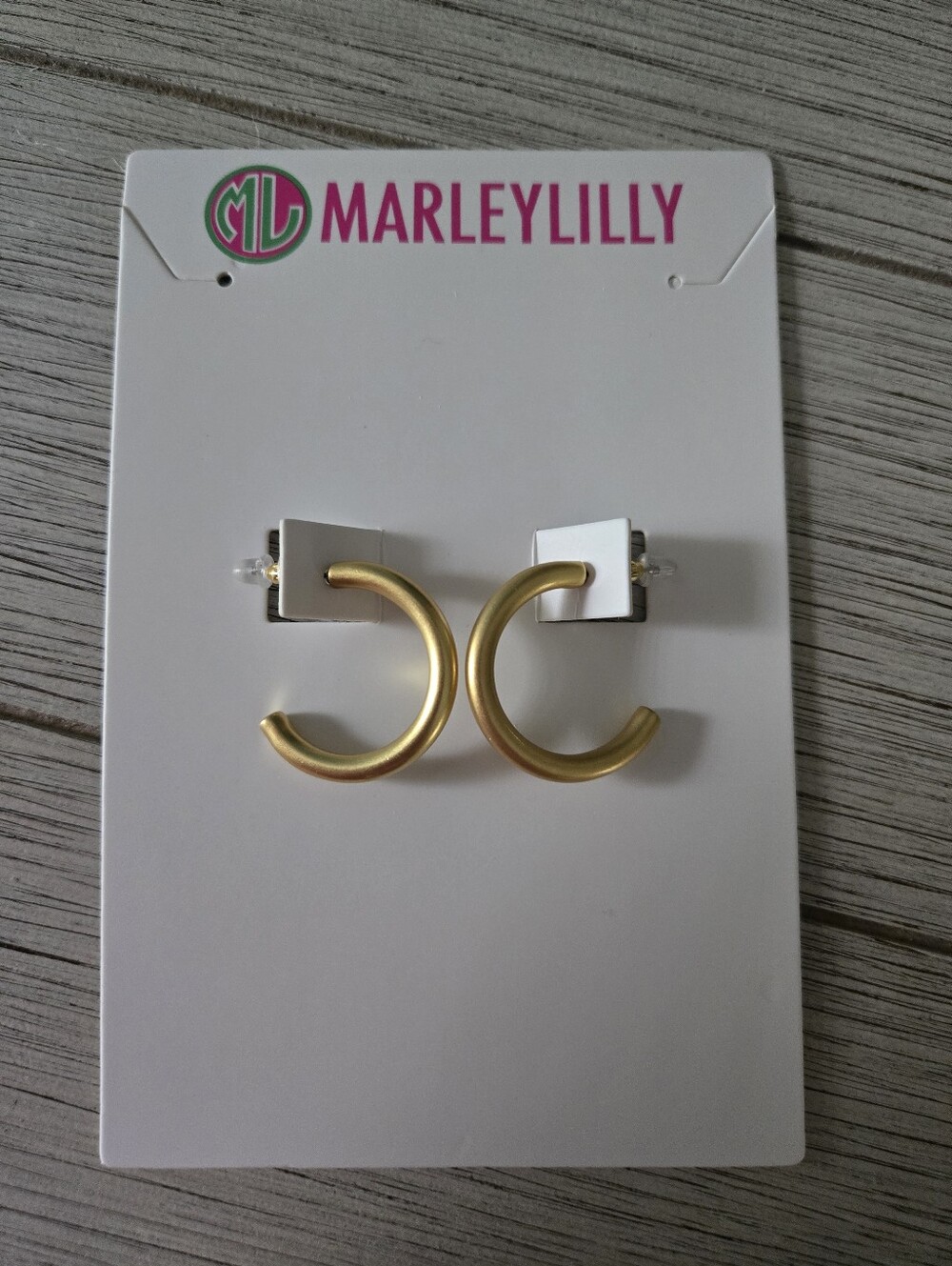 Marleylilly Brushed Gold Brass Hoop Earrings NEW